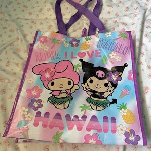 sanrio hawaii reusable tan my melody & kuromi tote bag